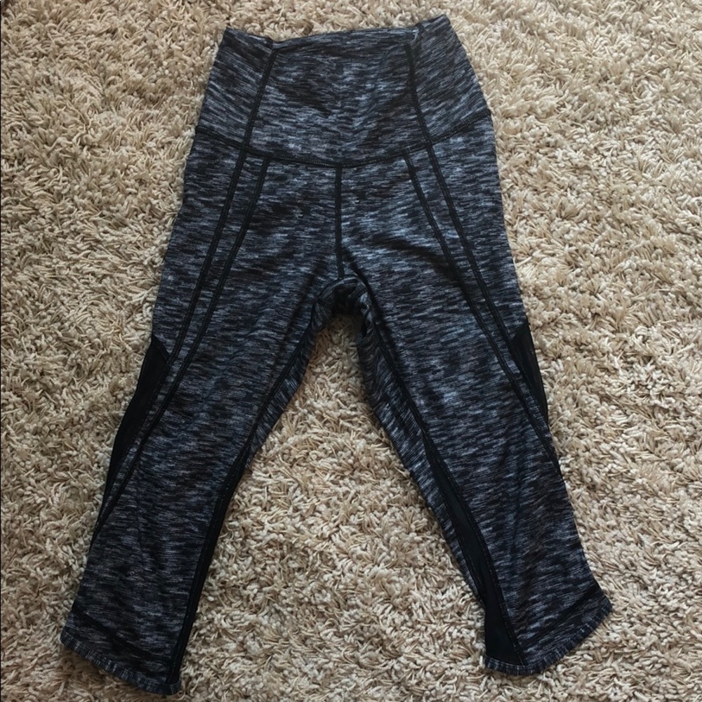 LuluLemon cropped leggings with mesh sides